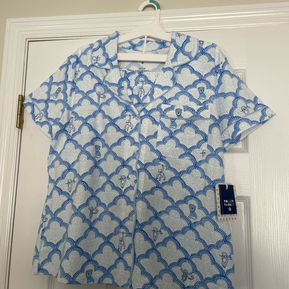 Roller Rabbit Blue Scallop-Print Pajama Set - Picture 9 of 13